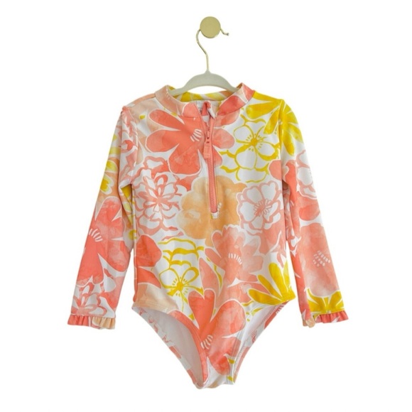 CARTER’S Just One You Long sleeve Floral Rashguard Girls 3T Swimsuit - Like New - Picture 1 of 5